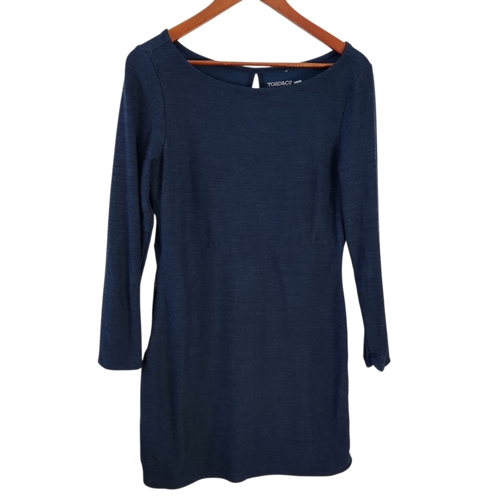 TOAD & CO navy blue long sleeve eco knit dress medium